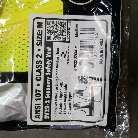 Radians SV22-2 Class 2 Safety Vest Medium NWT - Picture 4 of 6